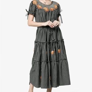 Innika Choo Daisy Embroidered Smock Gingham Dress (OS)
